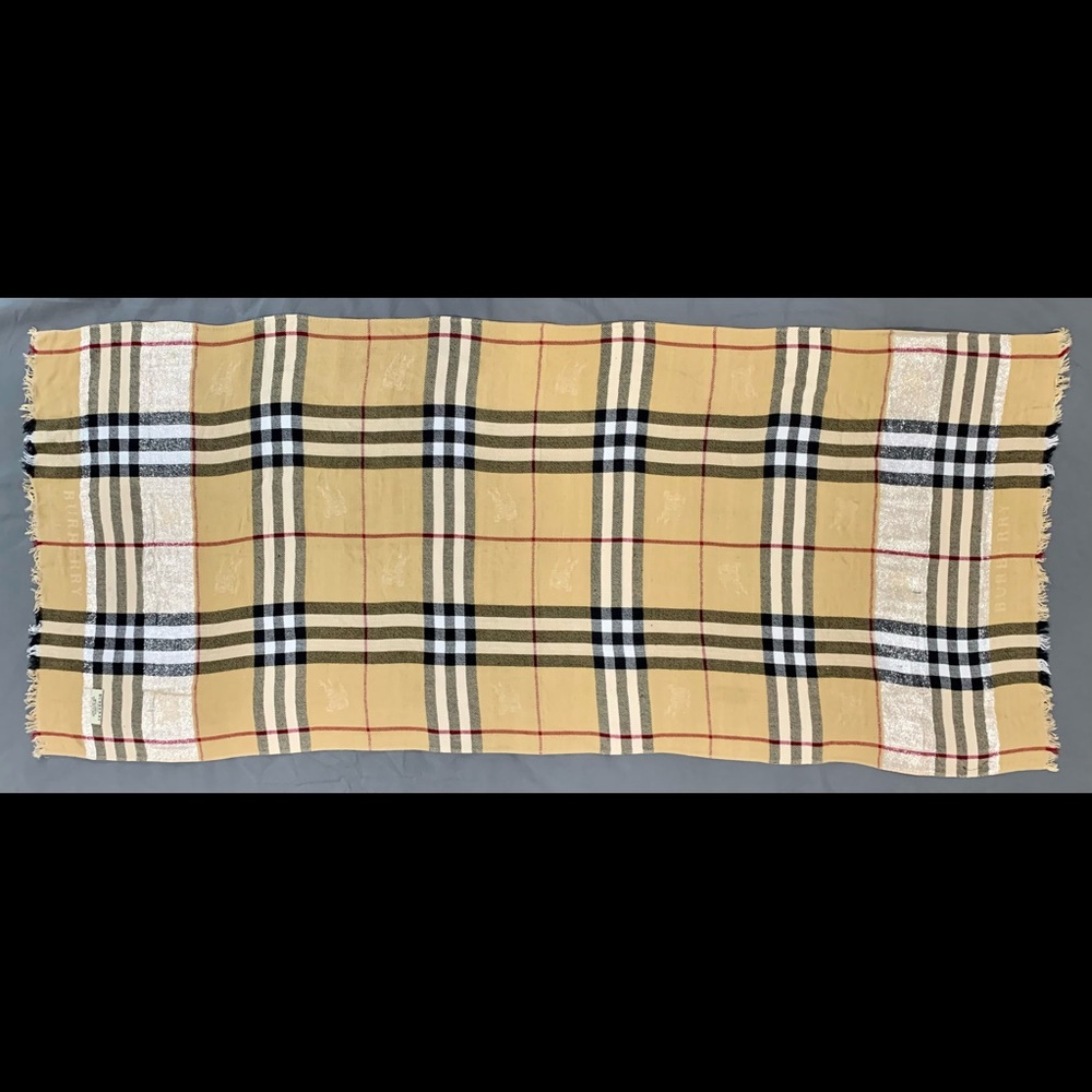 Rare Burberry 100% Cashmere Authentic Large Scarf